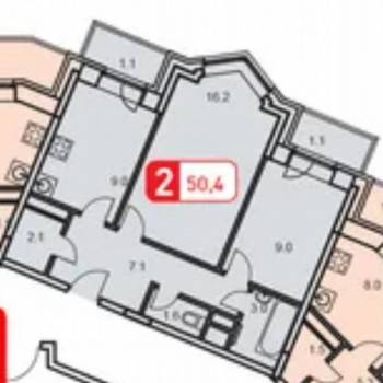 Продается 2-х комнатная квартира, 50,4 м²