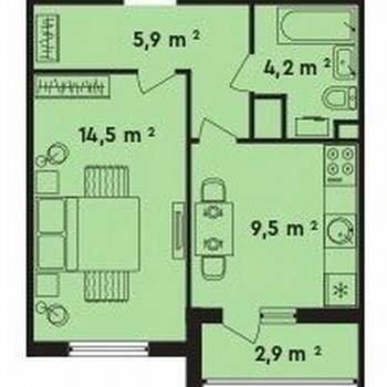 Продается 1-комнатная квартира, 35 м²
