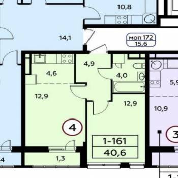 Продается 2-х комнатная квартира, 40,6 м²