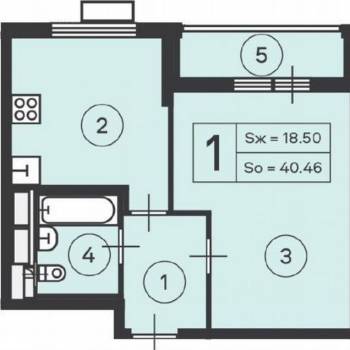 Продается 1-комнатная квартира, 41,6 м²