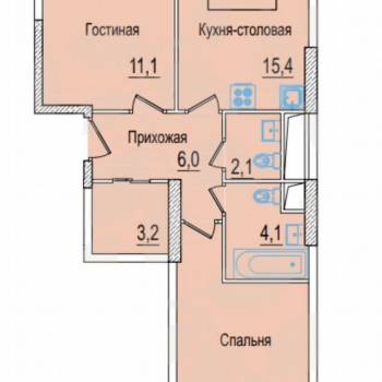 Продается 2-х комнатная квартира, 59 м²
