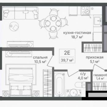 Продается 1-комнатная квартира, 39,8 м²