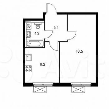 Продается 1-комнатная квартира, 38,7 м²
