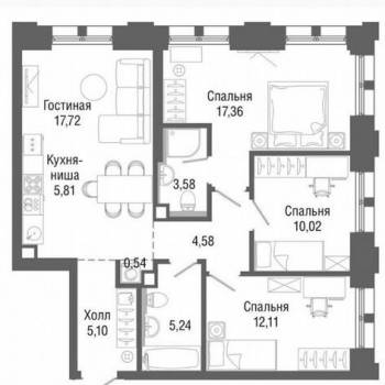 Продается 3-х комнатная квартира, 81,8 м²