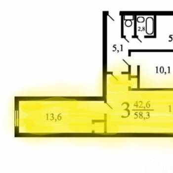 Продается 3-х комнатная квартира, 59,6 м²