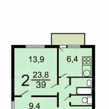 Продается 2-х комнатная квартира, 39 м²
