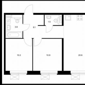 Сдается 2-х комнатная квартира, 55 м²