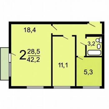 Продается 2-х комнатная квартира, 42,2 м²