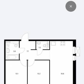 Продается 2-х комнатная квартира, 51,9 м²