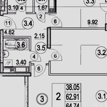 Продается 2-х комнатная квартира, 63,1 м²