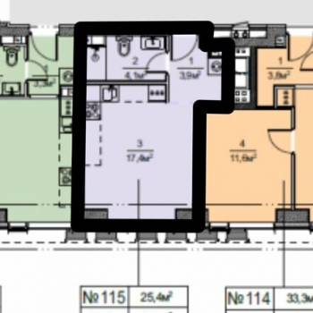 Продается 1-комнатная квартира, 25,4 м²