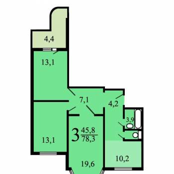 Продается 3-х комнатная квартира, 75 м²