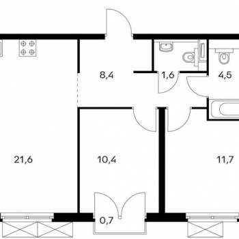 Продается 2-х комнатная квартира, 58,9 м²