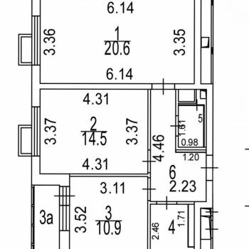 Продается 2-х комнатная квартира, 58,6 м²