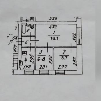 Продается 3-х комнатная квартира, 44 м²