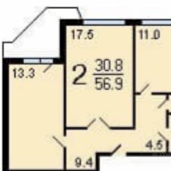 Продается 2-х комнатная квартира, 56,1 м²
