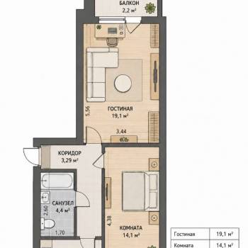 Продается 2-х комнатная квартира, 58,1 м²