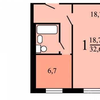 Продается 1-комнатная квартира, 32,9 м²
