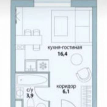 Продается 1-комнатная квартира, 26,6 м²