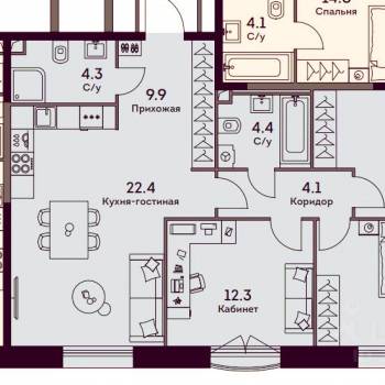 Продается Многокомнатная квартира, 84 м²