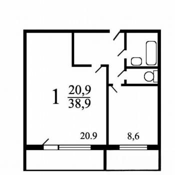 Сдается 1-комнатная квартира, 39 м²