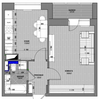 Продается 1-комнатная квартира, 35,8 м²
