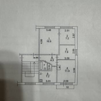 Продается Многокомнатная квартира, 58,8 м²