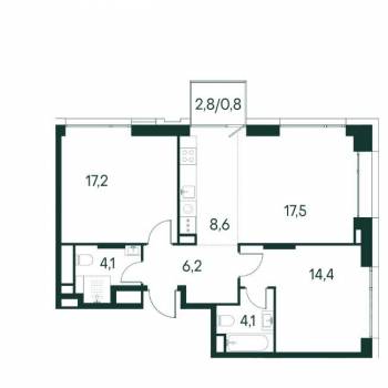 Продается 3-х комнатная квартира, 72,4 м²