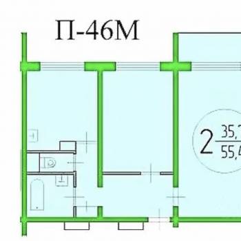Продается 2-х комнатная квартира, 55,2 м²
