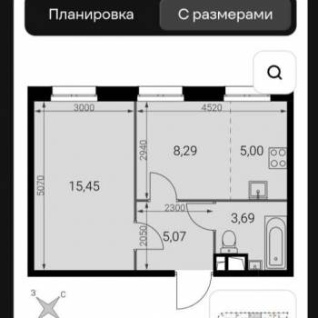 Продается 1-комнатная квартира, 37,5 м²