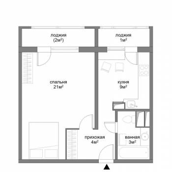 Сдается 1-комнатная квартира, 38,5 м²