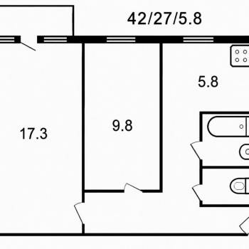 Сдается 2-х комнатная квартира, 45 м²