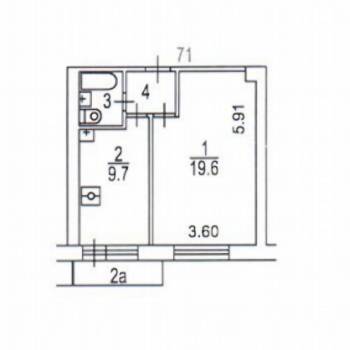 Продается 1-комнатная квартира, 34,5 м²