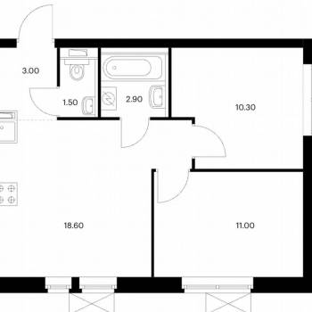 Продается 2-х комнатная квартира, 47,3 м²