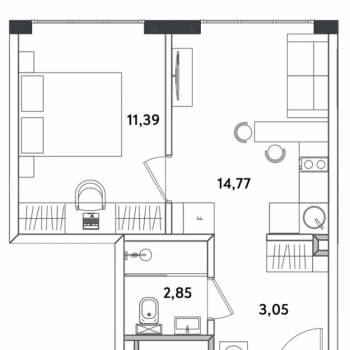 Продается 2-х комнатная квартира, 32,7 м²