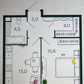 Сдается 1-комнатная квартира, 42,1 м²