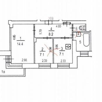 Продается 2-х комнатная квартира, 42,8 м²