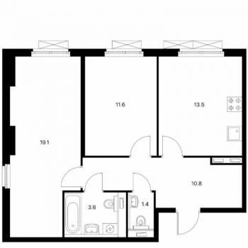 Сдается 2-х комнатная квартира, 60 м²