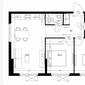 Сдается 2-х комнатная квартира, 56 м²