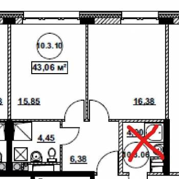 Продается 1-комнатная квартира, 42,2 м²