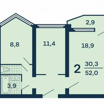 Сдается 2-х комнатная квартира, 51 м²