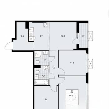 Продается Многокомнатная квартира, 78,1 м²