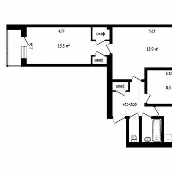 Продается 3-х комнатная квартира, 57 м²