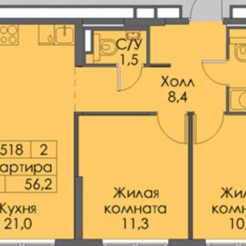 Продается 3-х комнатная квартира, 55,4 м²