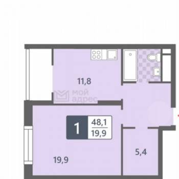 Сдается 1-комнатная квартира, 51 м²