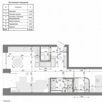 Сдается 2-х комнатная квартира, 65 м²