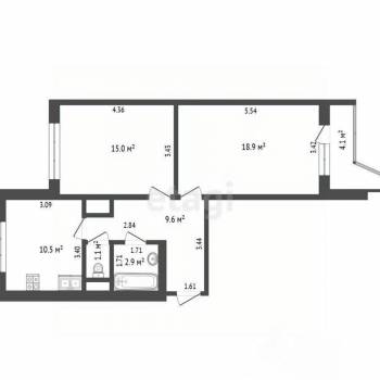 Продается 2-х комнатная квартира, 60 м²