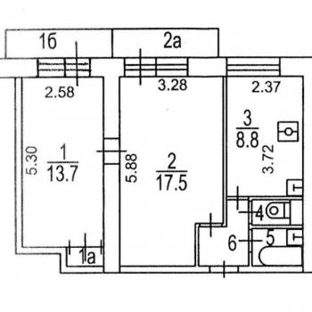 Продается 2-х комнатная квартира, 49,6 м²
