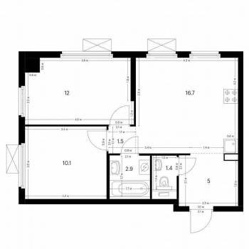 Сдается 2-х комнатная квартира, 50 м²