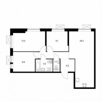 Продается 3-х комнатная квартира, 72 м²